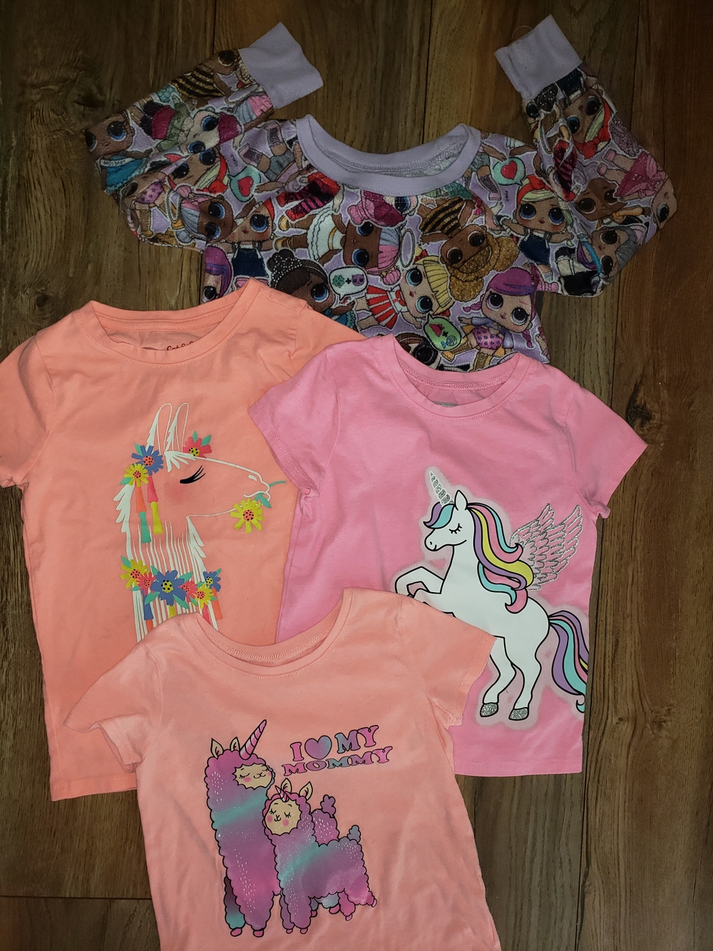 Garanimals Girls Pink & Peach Unicorn and Llama Graphic Tees